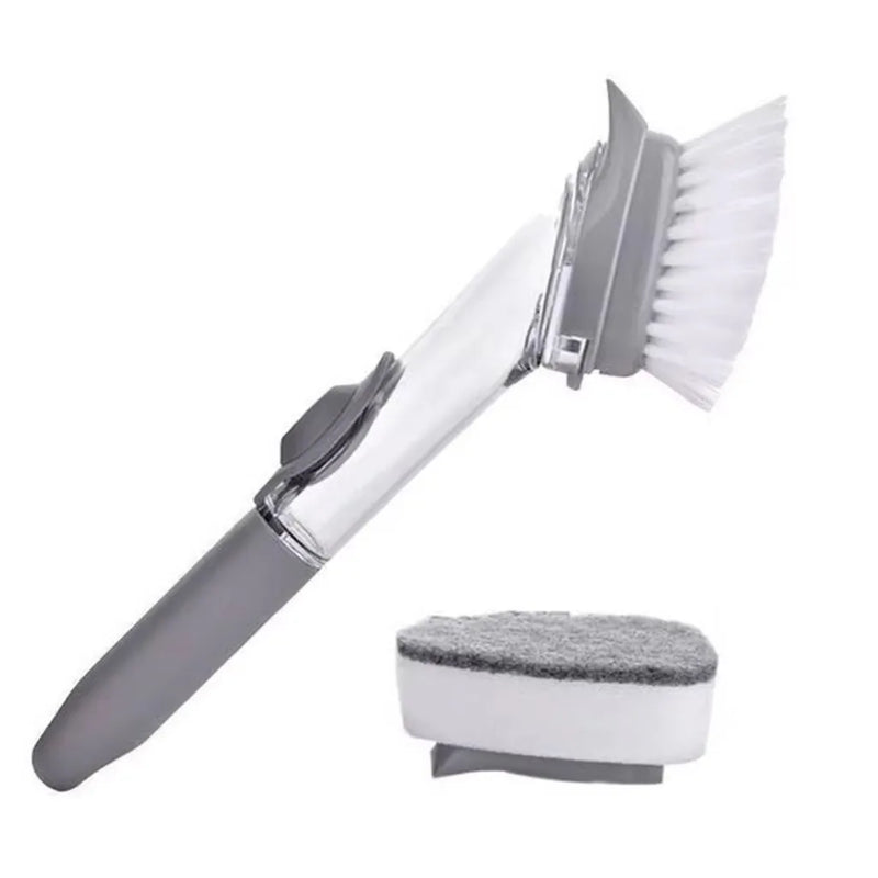 Dispensador de detergente 2 em 1 para limpeza de escovas, multifuncional, prático, compacto, higiene da cozinha, durável, fácil de usar e armazenar