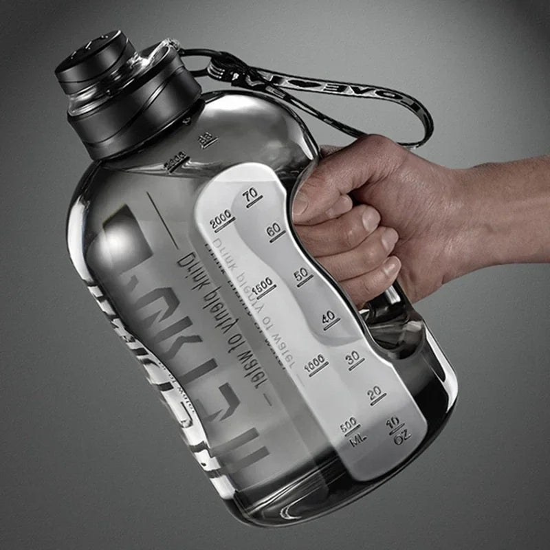 Garrafa de água esportiva de 1,7L/2,7L, copo de ciclismo para academia, garrafa de água portátil de grande capacidade para fitness, acampamento, chaleira de água masculina